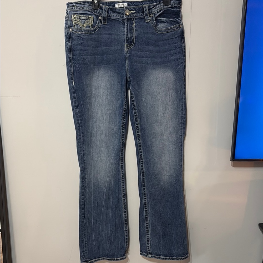Vigoss Blue Boot Cut Jeans with Vintage Wash